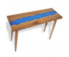 vidaXL Mesa consola de teca y resina 100x35x75 cm
