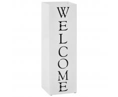 vidaXL Paragüero diseño Welcome acero blanco