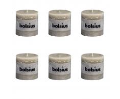 Bolsius Velas rústicas 100x100 mm 6 unidades gris piedra