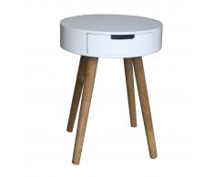bhp Mesa auxiliar con 1 cajón y patas de madera MDF blanco B154323D