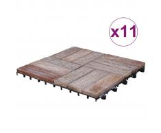 vidaXL Baldosas de terraza 11 uds madera maciza reciclada 30x30 cm