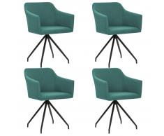 vidaXL Sillas de comedor giratorias 4 unidades de tela verde