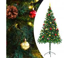 vidaXL Árbol Navidad artificial decorado bolas luces LED 180 cm verde