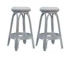 vidaXL Taburetes de bar 2 unidades de ratán gris