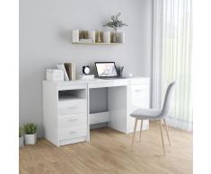 vidaXL Escritorio de aglomerado blanco brillante 140x50x76 cm