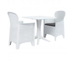 vidaXL Juego de mesa y sillas de jardín 3 piezas plástico blanco
