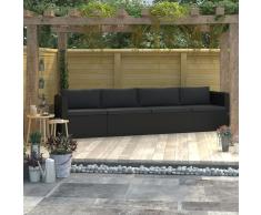 vidaXL Set de sofás de jardín 4 piezas y cojines ratán sintético negro