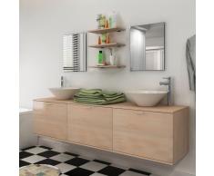 vidaXL Set muebles para baño con lavabo y grifo 10 uds Beis