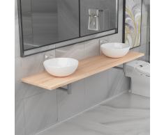 vidaXL Conjunto de muebles de baño de tres piezas cerámica roble