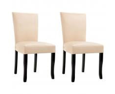 vidaXL Sillas de comedor 2 unidades cuero sintético color crema