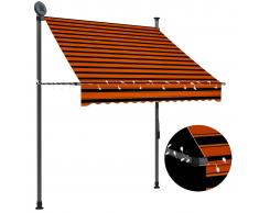 vidaXL Toldo manual retráctil con LED naranja y marrón 150 cm