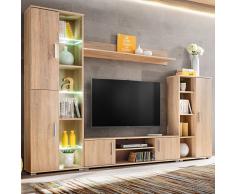 vidaXL Mueble de salón de pared para TV con luces LED roble Sonoma