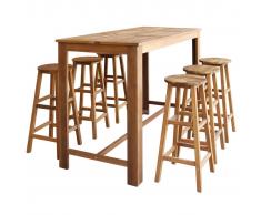 vidaXL Set mesa de bar y taburetes 7 piezas de madera de acacia maciza
