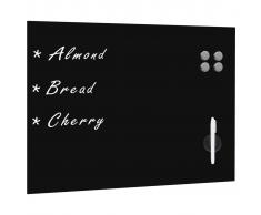 vidaXL Pizarra magnética de pared negra vidrio 80x60 cm