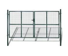 vidaXL puerta doble de valla con recubrimiento en polvo de acero