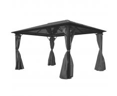 vidaXL Cenador con cortina gris antracita aluminio 400x300 cm