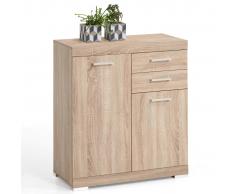 FMD Cómoda con 2 puertas y 2 cajones 80x34,9x89,9 cm roble 4020-002