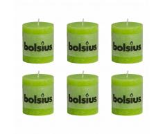 Bolsius Velas rústicas 80x68 mm 6 unidades verde lima