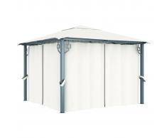 vidaXL Cenador con cortina color crema aluminio 300x300 cm