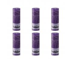 Bolsius Velas rústicas 190x68 mm 6 unidades moradas