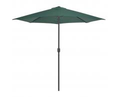 vidaXL Sombrilla de jardín semicircular palo aluminio 270x135 cm verde