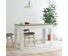 vidaXL Mesa de comedor aglomerado blanco y roble Sonoma 120x60x76 cm