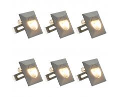 vidaXL Lámparas LED de pared de jardín 6 unidades cuadrada plateada 5W