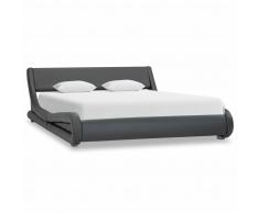 vidaXL Estructura de cama de cuero sintético gris 140x200 cm