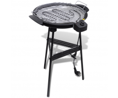 vidaXL Barbacoa eléctrica con parilla y soporte, redonda
