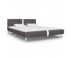 vidaXL Estructura de cama de cuero sintético gris 160x200 cm