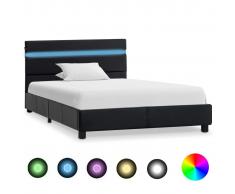 vidaXL Estructura de cama con LED cuero sintético negro 90x200 cm