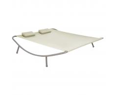 vidaXL Tumbona doble de exterior de acero 200x173x45 cm crema
