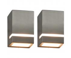 vidaXL Lámpara de pared de jardín 2 uds 35 W rectangular plateada