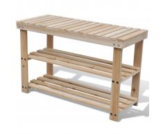vidaXL Banco zapatero 2 en 1 madera maciza de abeto