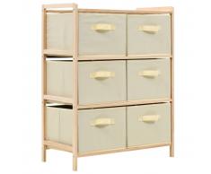 vidaXL Estante de almacenamiento 6 cestas tela y madera cedro beige