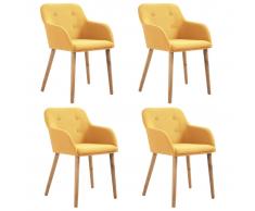vidaXL Sillas de comedor 4 uds tela amarilla y madera maciza de roble