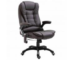 vidaXL Silla de oficina de masaje de cuero sintético marrón