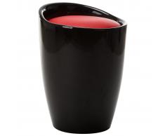 vidaXL Taburete con almacenaje cuero sintético negro y rojo
