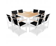 vidaXL Set comedor de jardín 9 piezas aluminio y superficie mesa WPC