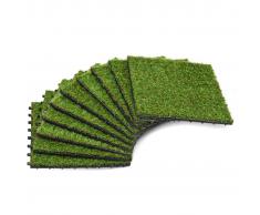 vidaXL Azulejos con césped artificial 10 uds 30x30 cm verde
