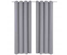 vidaXL Cortinas opacas 2 piezas con ojales de metal 135x175 cm gris