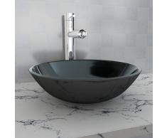 vidaXL Lavabo de vidrio templado 42 cm negro