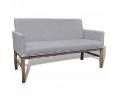 vidaXL Banco acolchado de madera caucho, Gris claro