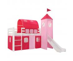 vidaXL Cama alta para niños tobogán y escalera madera pino 97x208 cm