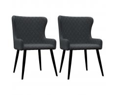 vidaXL Sillas de comedor 2 unidades tela gris oscuro
