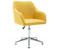 vidaXL Silla de oficina giratoria de tela amarilla