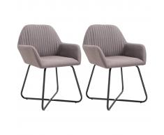 vidaXL Silla de comedor 2 unidades tela gris topo