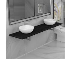 vidaXL Conjunto de muebles de baño de tres piezas cerámica negro