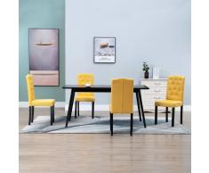 vidaXL Sillas de comedor 4 unidades de tela amarilla