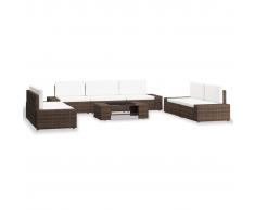 vidaXL Juego de muebles de jardín 8 piezas ratán sintético marrón